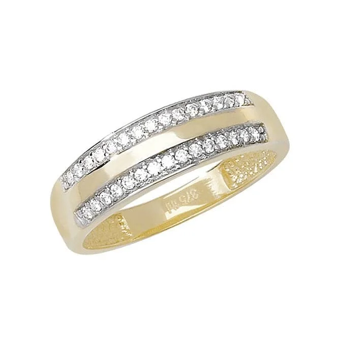 Rhinestone - Embellished Fashion Rings in Silver - Tone Metal for a Glamorous Touch9ct Yellow Gold Ladies Zirconia Ring RN682