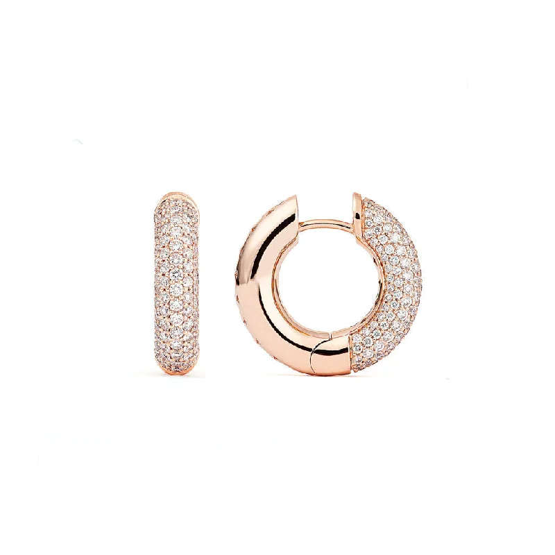 Large hoop earringsAbsolute Medium (Loose) 18K Rosegold Hoops w. Diamonds