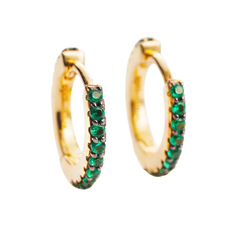 Oval hoop earringsGolden Hoops Green, Gold