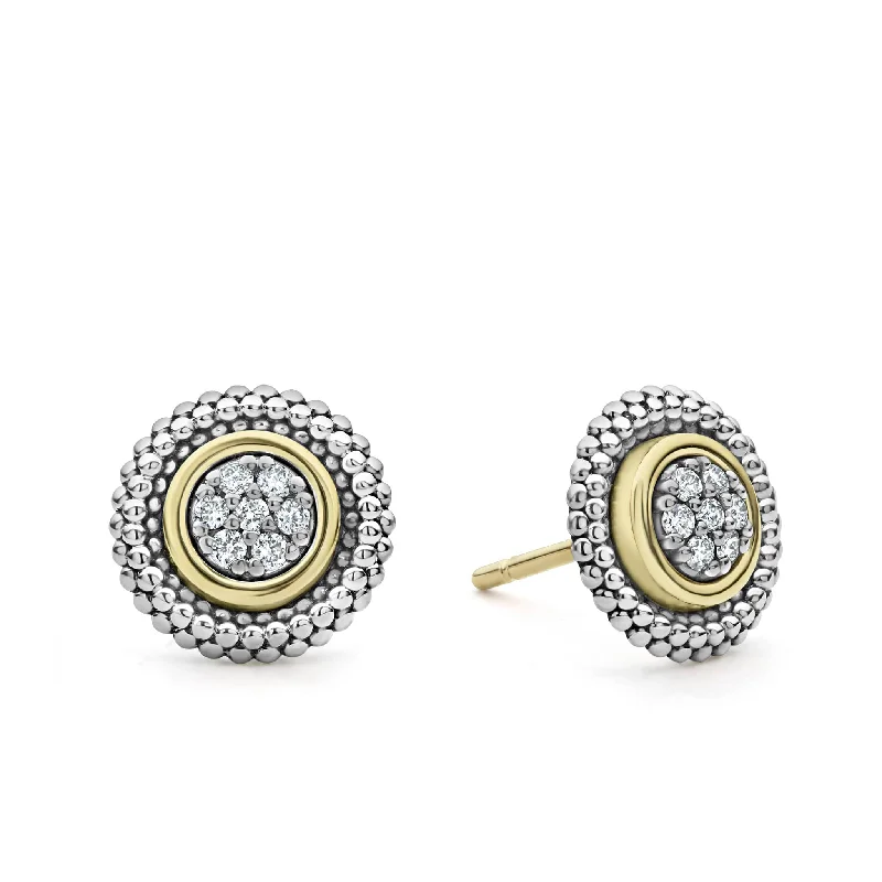 Vintage - Inspired Filigree - Worked Stud Earrings in Gold - Tone for an Antique AestheticSignature Caviar Beaded Diamond Stud Earrings