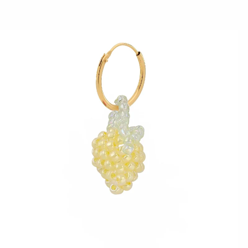 Hoop earrings for womenMini Pale Lemon Earring Gold Plated, Yellow Beads