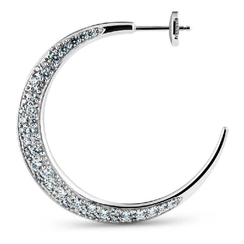 Lightweight hoop earringsLarge Double Pave 18K White Gold Hoop w. Diamonds