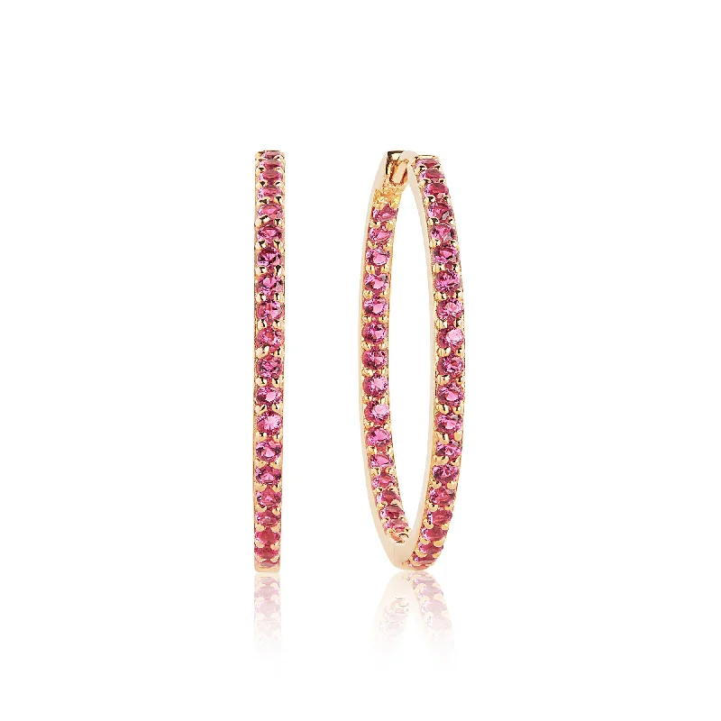 Small hoop earringsValiano Gold Hoops Bangle w. Red Zirconias