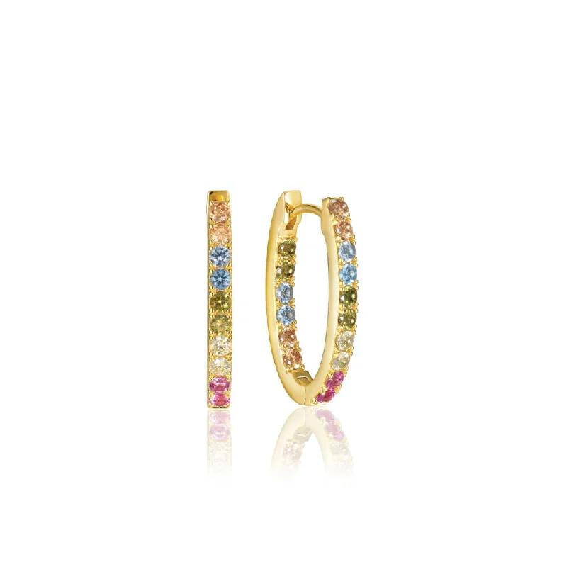 Gold hoop earringsEllisse Piccolo 18K Gold Plated Hoops w. Colored Zirconias