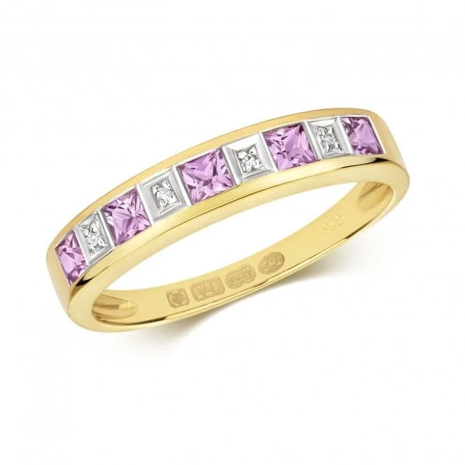 Stackable Fashion Rings in Rose - Gold Tone with Delicate Floral EngravingsDiamond & Pink Sapphire Ring RD217PS