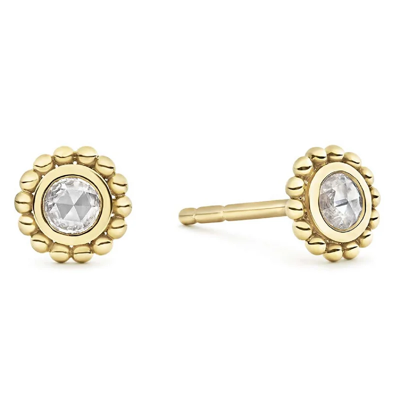 14K Gold Plated Heart - Shaped Stud Earrings for a Romantic and Feminine LookCovet Small Rose Cut Diamond Stud Earrings