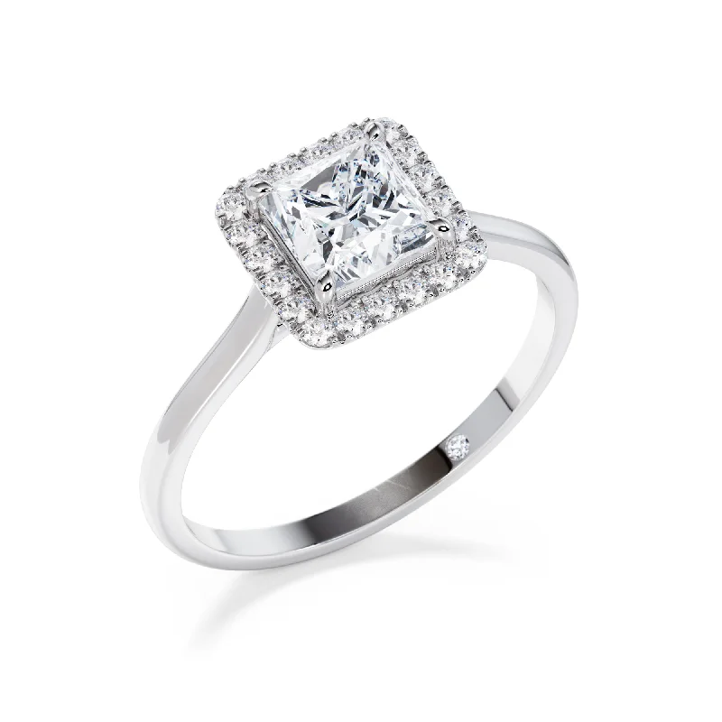 Princess - cut diamond engagement ring with a pavé - set band in platinumWyndham