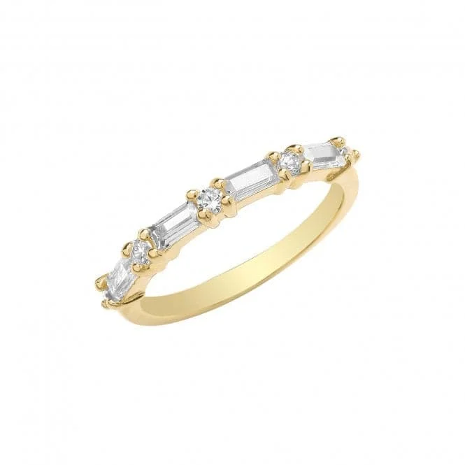 Geometric - Shaped Fashion Rings in Titanium with Iridescent Inlays9ct Yellow Gold Baguette & Round Zirconia Half Eternity Ring RN1660