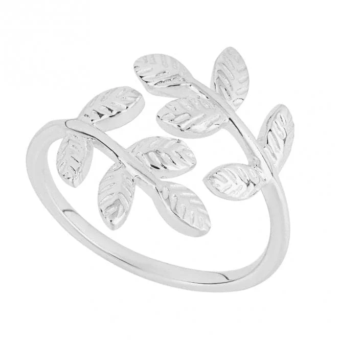 Fashion Rings with Initial Charms in Silver - Plated Metal for a Custom AccessoryWrap Around Leaves Ring R3835