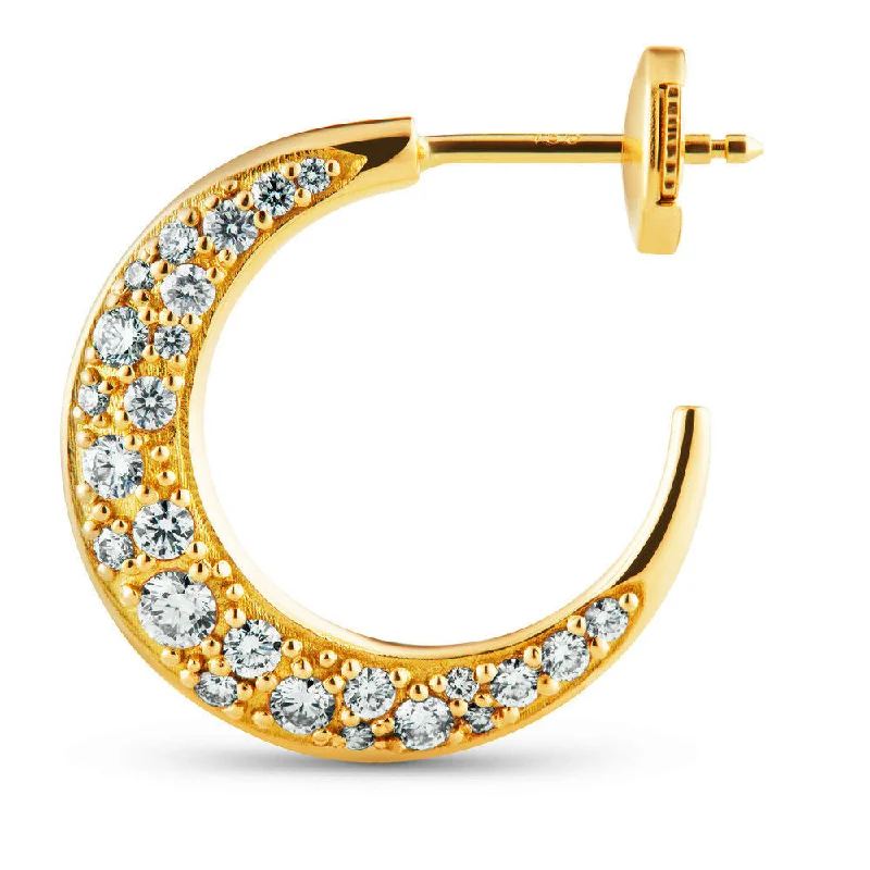 Hoop earrings for womenMedium Single Pave 18K Gold Hoop w. Diamonds