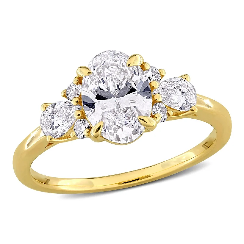 Art Deco - Inspired Women's Diamond Rings with Geometric Designs and Baguette - Cut DiamondsCreated Forever 1 3/4ct TW Multi-Shaped Lab-Grown Diamond Ring with Side Stones in 14k Yellow Gold