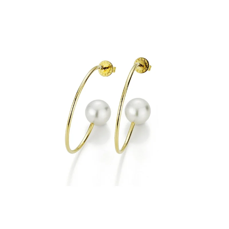 Hoop earrings for womenDelicate 18K Gold Hoops w. Freshwater Pearls