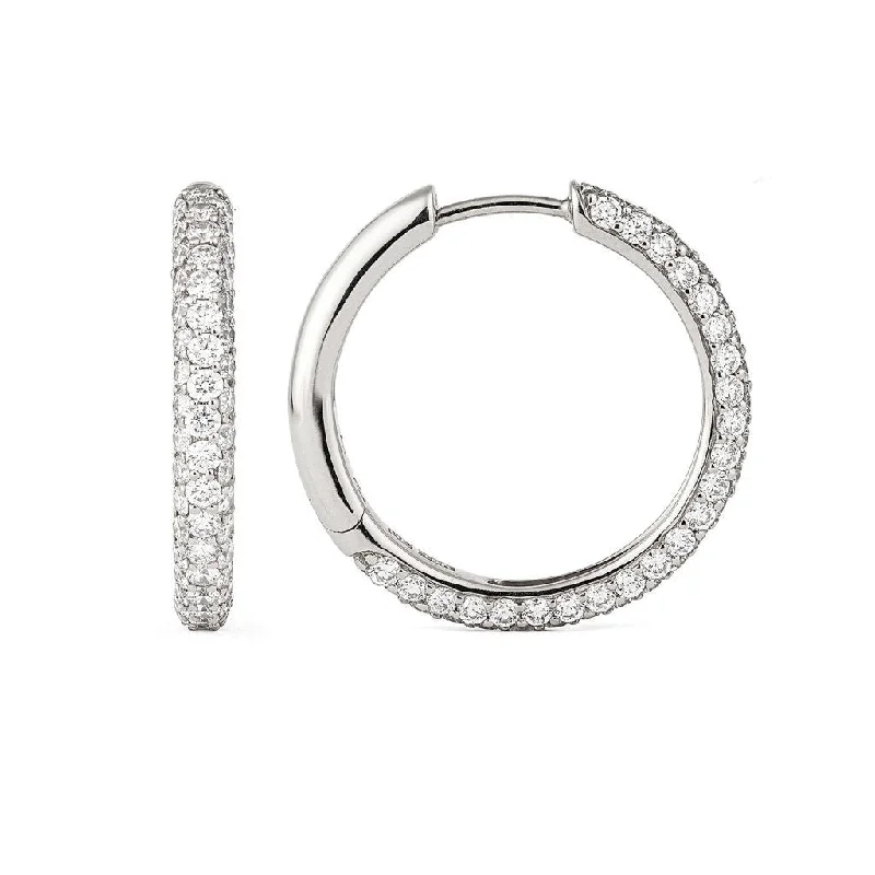 Rose gold hoop earringsClassic Pavé 21 mm 18K Whitegold Hoops w. Diamonds