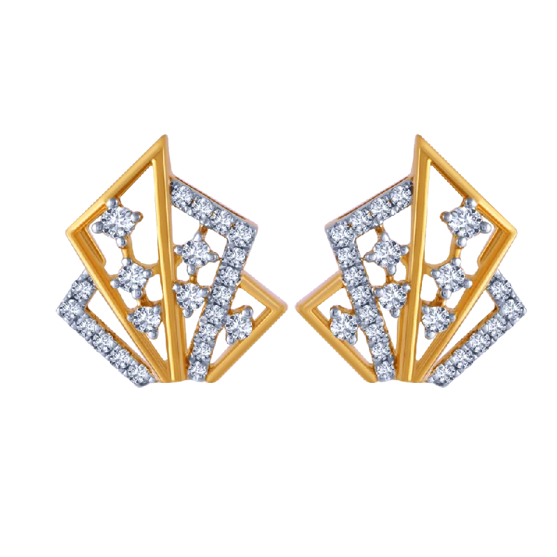 Channel - Set Women's Diamond Rings with Diamonds Securely Held in a Metal Groove for DurabilityGeometric 18k Diamond Stud Earrings