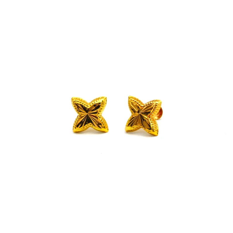 Adjustable - Back Crystal Stud Earrings in Clear for a Sparkling and Versatile PieceReal Gold GZLV Studs with Long Screw Tops Perfect for Ear and Nose Piercings E1894