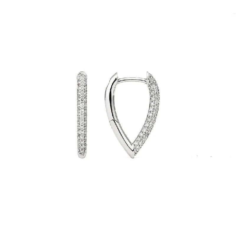 Hoop earrings for womenDrop Link Mini Pavé (18 mm) 18K Whitegold Hoops w. Diamonds