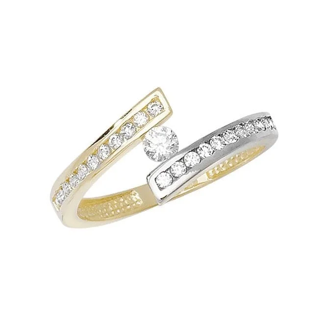 Stackable Fashion Rings in Rose - Gold Tone with Delicate Floral Engravings9ct Yellow Gold Ladies Zirconia Ring RN685