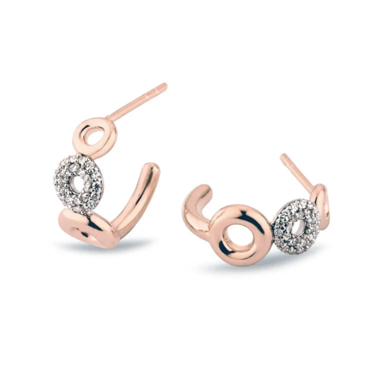 Lightweight hoop earringsMatiné 18K Rosegold,Whitegold Hoops w. 50 Diamonds