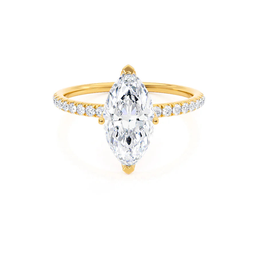 Oval - cut sapphire and diamond engagement ring in 18K white goldMACY - Marquise Lab Diamond 18k Yellow Gold Petite Solitaire