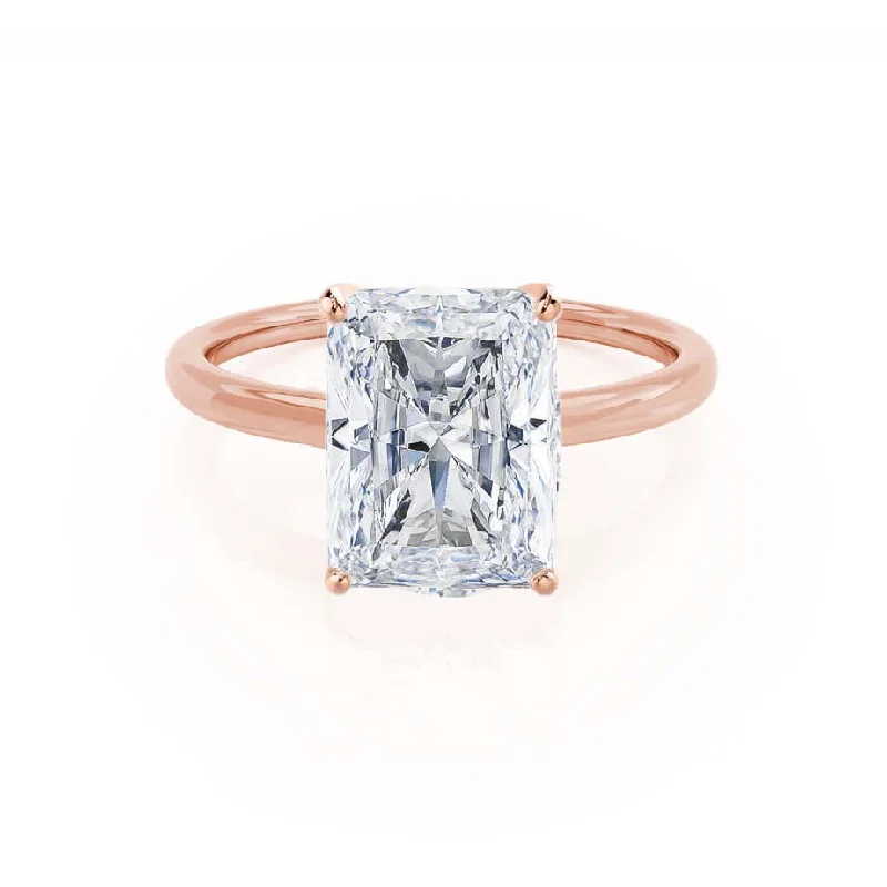 Princess - cut diamond engagement ring with a pavé - set band in platinumLULU - Radiant Lab Diamond 18k Rose Gold Solitaire