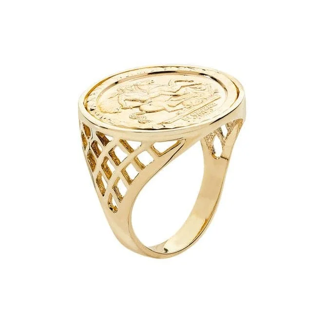 Fashion Rings with Zodiac Symbols in Gold - Filled Metal for a Personalized Touch9ct Yellow Gold Half St. George Basket Side Ring RN369HSG