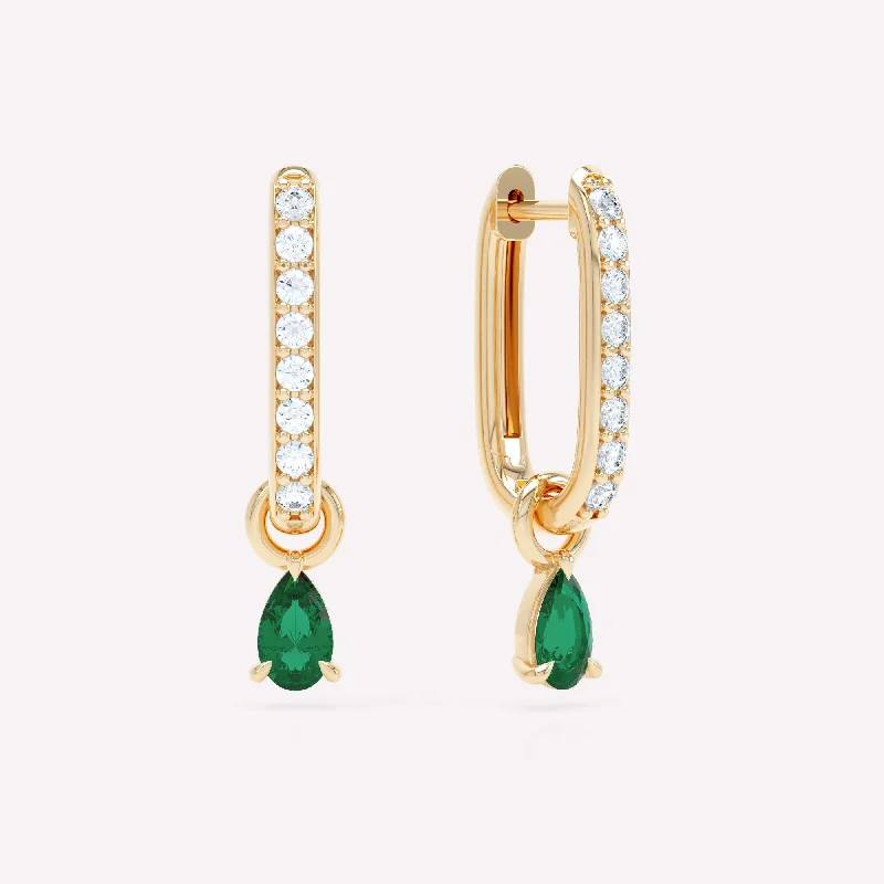 Sterling silver hoop earringsAllday 14K Gold Hoops w. Diamond & Emerald Drops