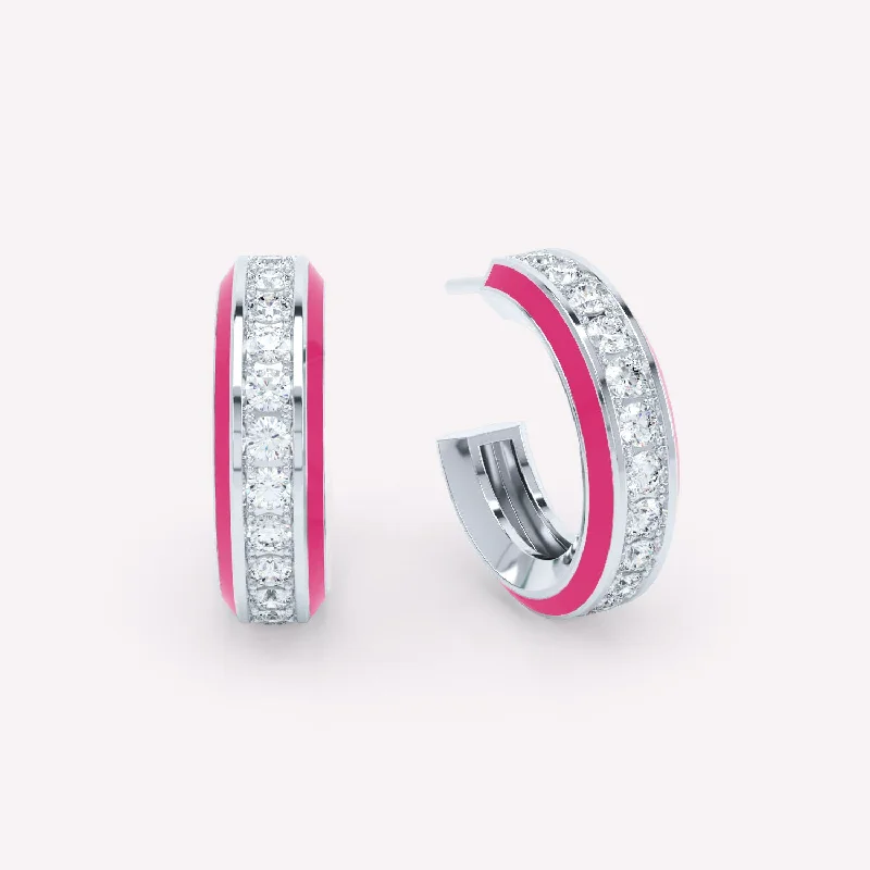 Hypoallergenic hoop earringsEternity Pink 18K Hvidguld Øreringe m. Lab-Grown Diamanter