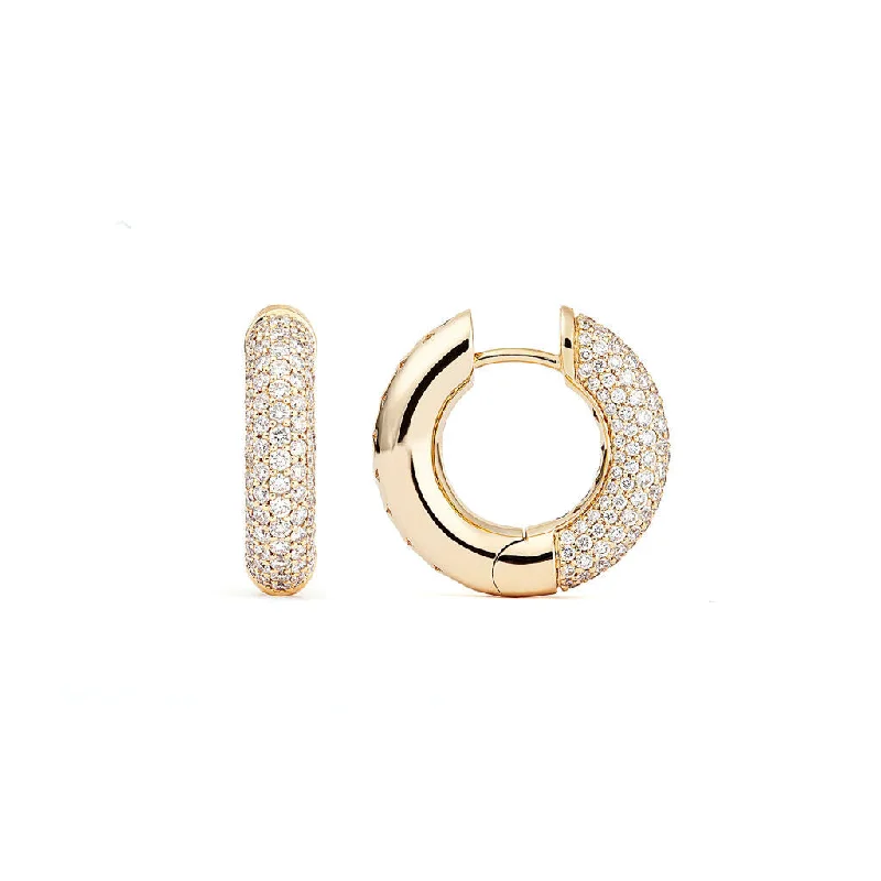 Minimalist hoop earringsAbsolute Medium (Loose) 18K Gold Hoops w. Diamonds