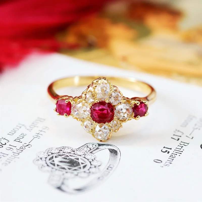 Floral - Patterned Women's Rings in 18K Yellow Gold for a Feminine LookMost Special Victorian Ruby & Diamond Cluster Ring