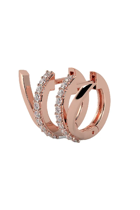 Chunky hoop earringsV 18K Rose Gold Hoops w. Lab-Grown Diamonds