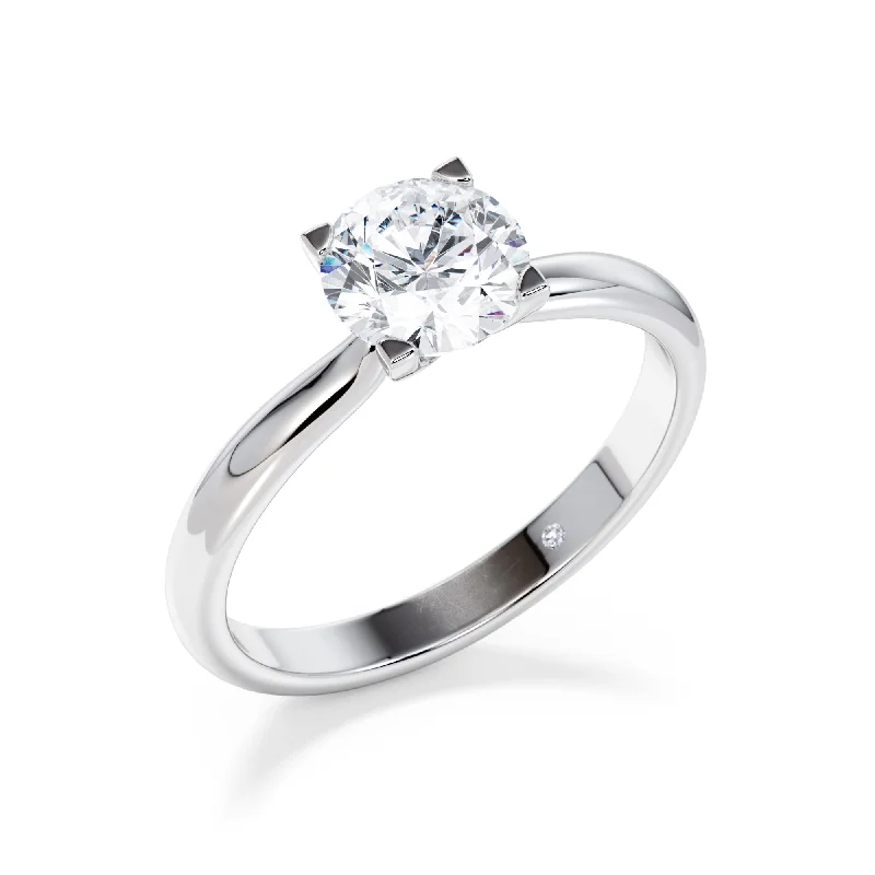 Round - cut diamond engagement ring with a twisted band design in 14K white goldBurlington (Round)