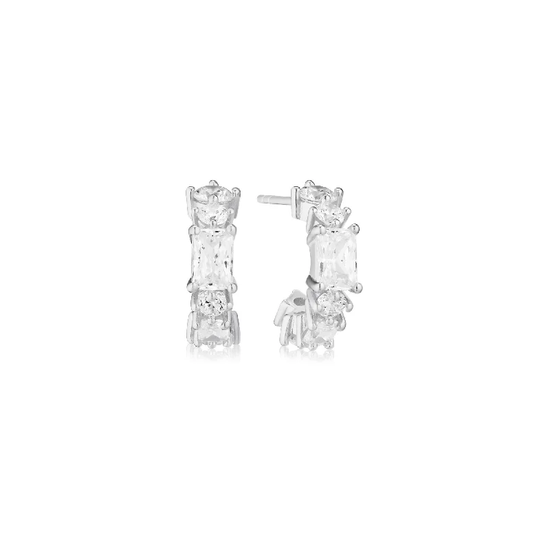 Huggie hoop earringsIvrea Small Silver Hoops w. Zirconias