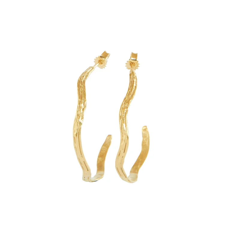 Sterling silver hoop earringsWave Hoops Gold Plated