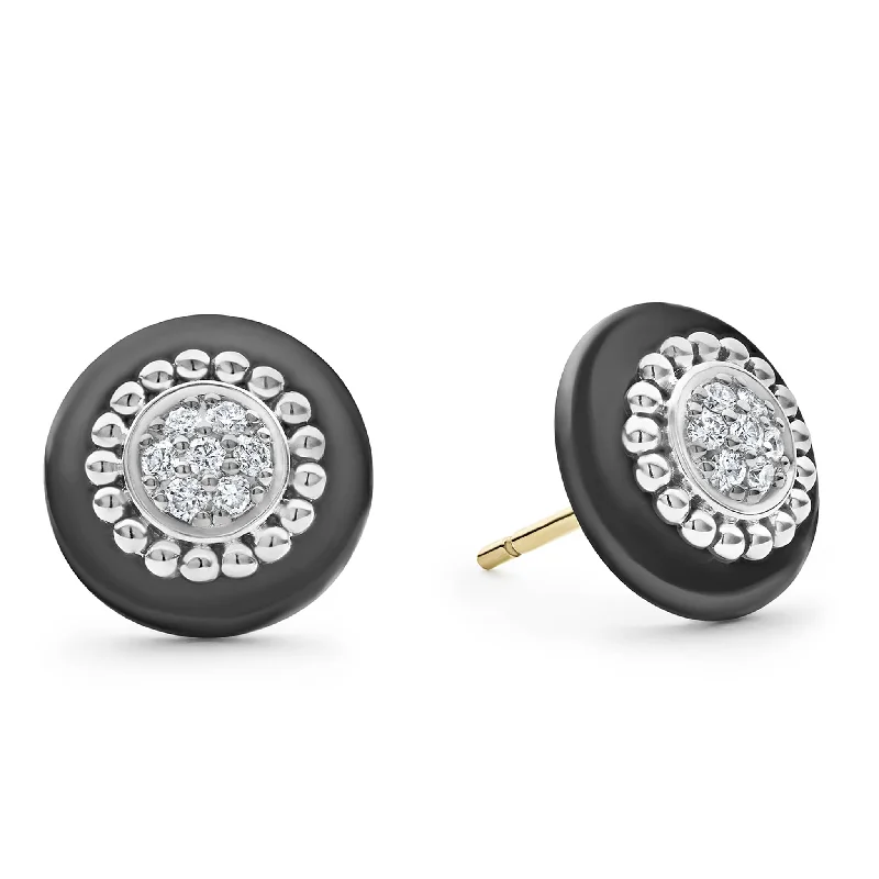 Adjustable - Back Crystal Stud Earrings in Clear for a Sparkling and Versatile PieceBlack Caviar Ceramic Diamond Stud Earrings