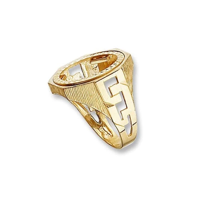 Magnetic Fashion Rings in Stainless Steel with a Modern, Interlocking Design9ct Yellow Gold Half Sov Curb Sides Coin Mount Ring RN355H