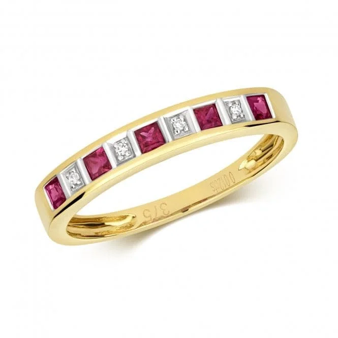 Minimalist Fashion Rings in Stainless Steel with a Single Solitaire CrystalDiamond & Ruby Ring RD217R