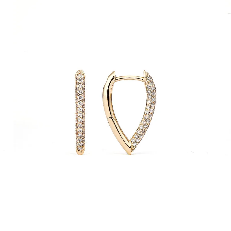 Silver hoop earringsDrop Link Mini Pavé (18 mm) 18K Gold Hoops w. Diamonds