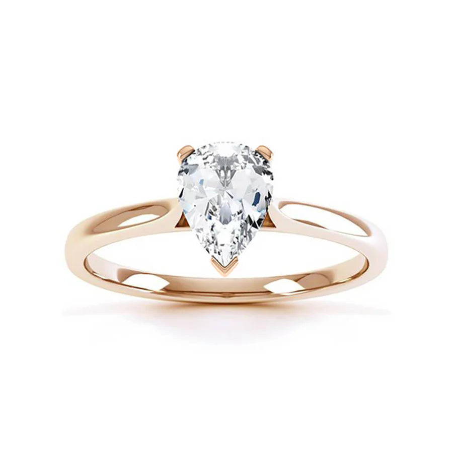 Cushion - cut diamond engagement ring with a halo of moissanite in a silver - plated bandSLOANE - Pear Lab Diamond 18k Rose Gold Petite Solitaire