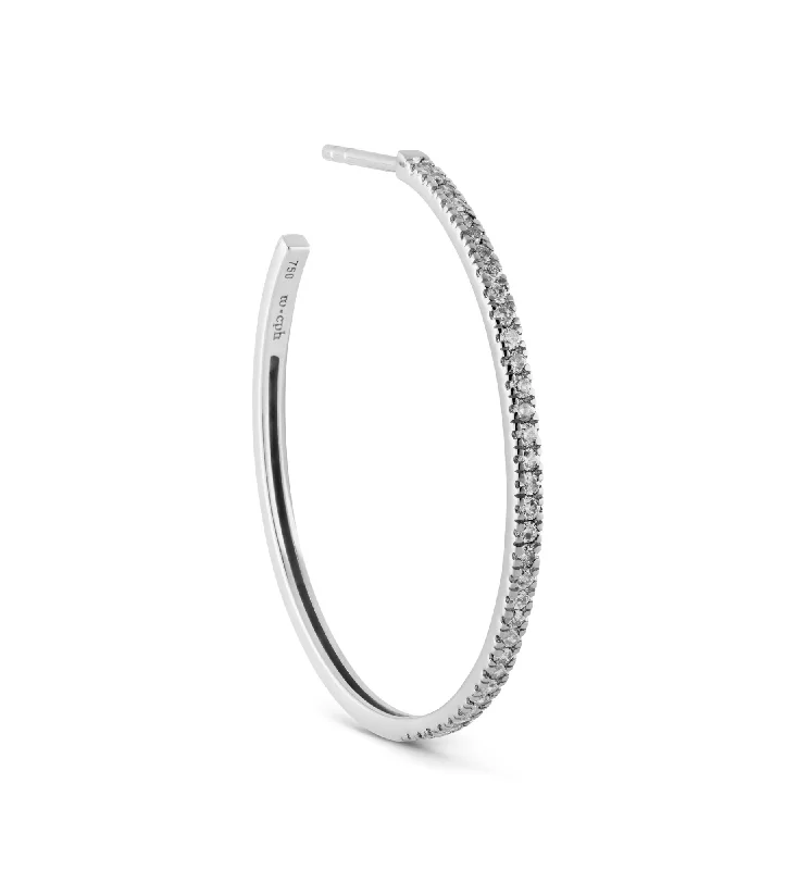 Huggie hoop earringsRock Classic Large 18K Whitegold Hoop w. Grey Diamonds