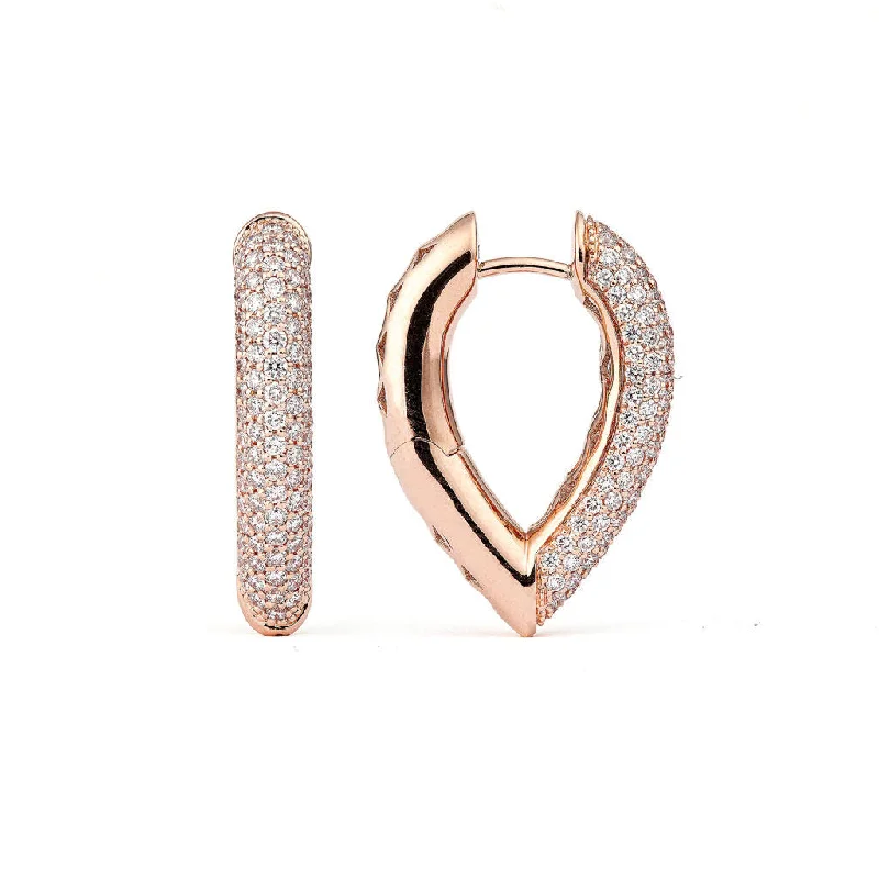 Personalized hoop earringsDrop Link Medium Pavé (25 mm) 18K Rosegold Hoops w. Diamonds