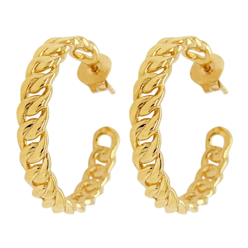 Personalized hoop earringsCurb Large Gold Plated Hoops