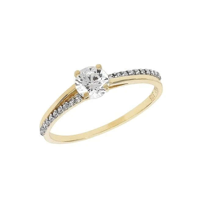 Magnetic Fashion Rings in Stainless Steel with a Modern, Interlocking Design9ct Yellow Gold Ladies Zirconia Ring RN857