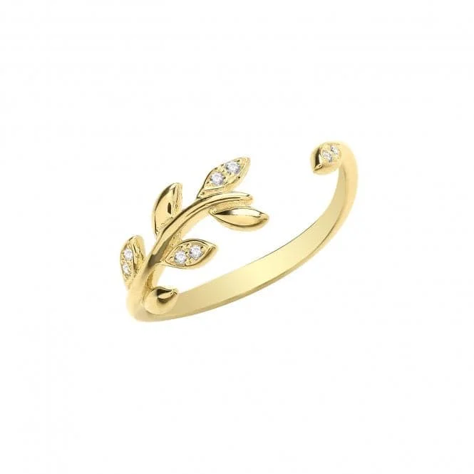 Rhinestone - Embellished Fashion Rings in Silver - Tone Metal for a Glamorous Touch9ct Yellow Gold Zirconia Leaf Open Ring RN1610