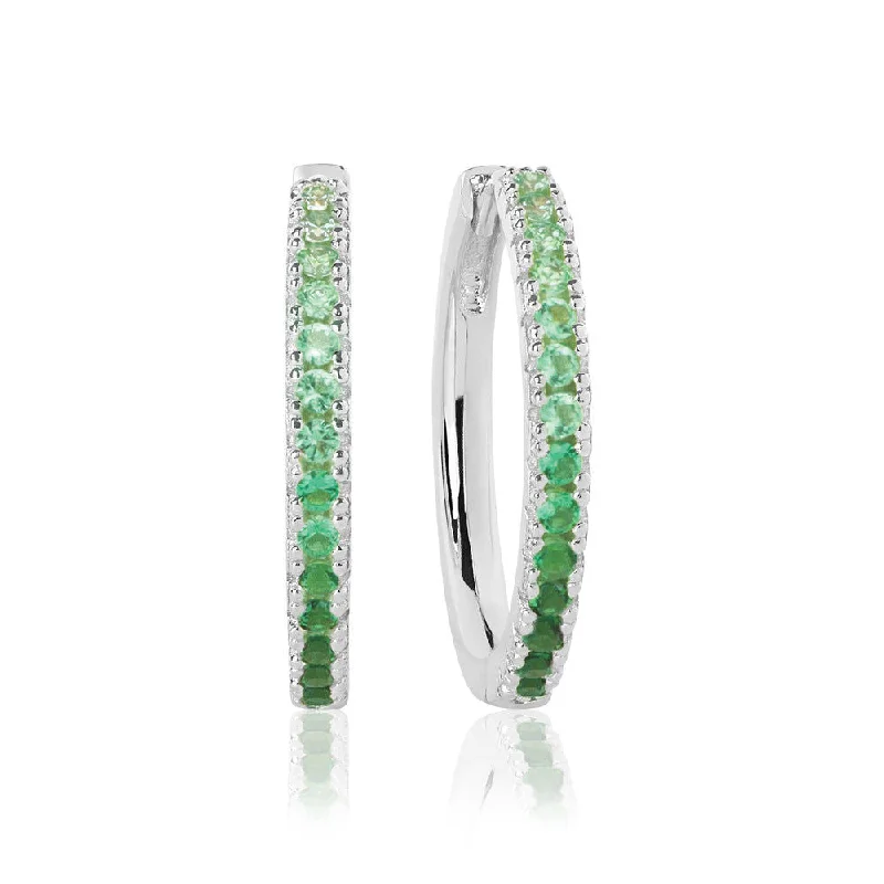 Diamond hoop earringsEllera Grande Green Silver Hoops w. Zirconia