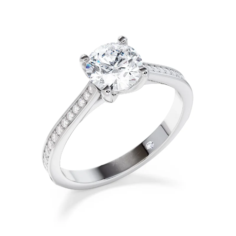 Solitaire diamond engagement ring with a platinum setting for a classic and elegant lookBarnsbury (Grain)