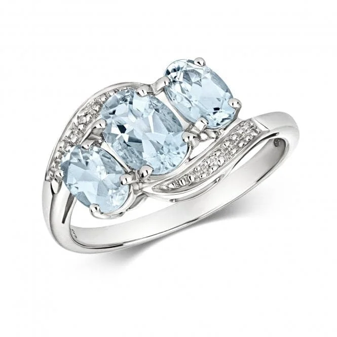 Rhinestone - Embellished Fashion Rings in Silver - Tone Metal for a Glamorous TouchDiamond & Aqua White Gold Ring RD211WAQ