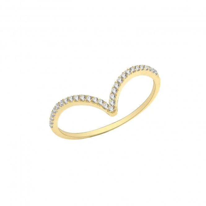 Textured Fashion Rings in Pewter with Hammered and Embossed Surfaces9ct Yellow Gold Zirconia Wishbone Ring RN1618