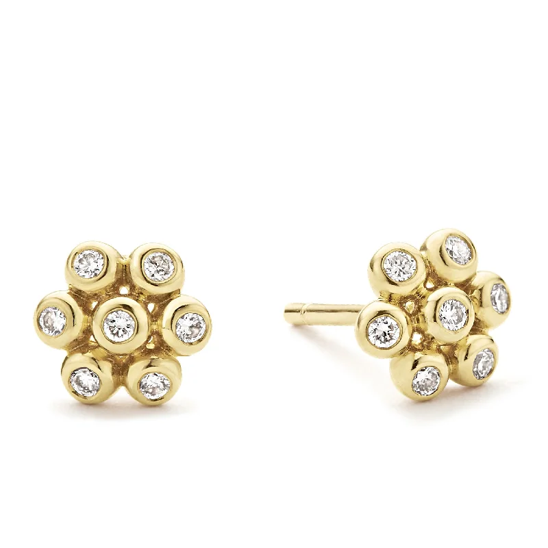 Hypoallergenic Sterling Silver Star - Studded Stud Earrings for Sensitive EarsKSL 18K Gold Flower Diamond Stud Earrings