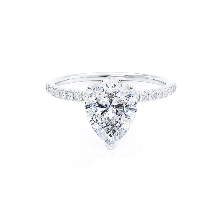 Emerald and diamond engagement ring in a vintage - inspired platinum bandMACY - Pear Lab Diamond Platinum Petite Solitaire