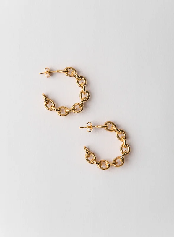 Personalized hoop earringsChain collection 14K Gold Plated Hoops